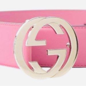Authentic New GUCCI Pink Leather Interlocking GG Buckle – SIZE 90